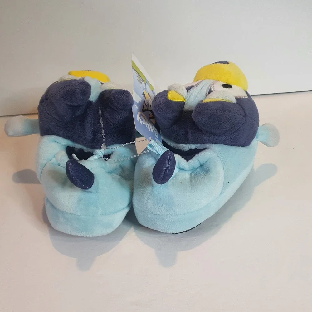 New Bluey Toddler Plush Slippers 5/6 Ground Up Blue 3D Character House Shoes Kid